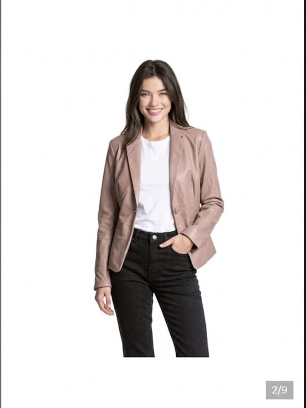 Rosevelvet Faux leather taupe Tailored Blazer Suit Jacket